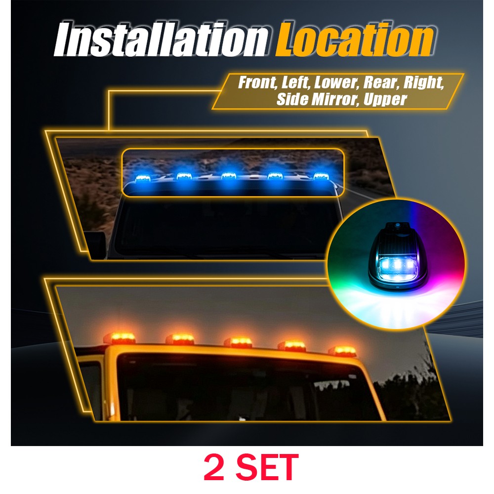 Solar Powered Wireless RGB LED Cab Lights 10PCS For SUV Trailer RV Boat w Remote
