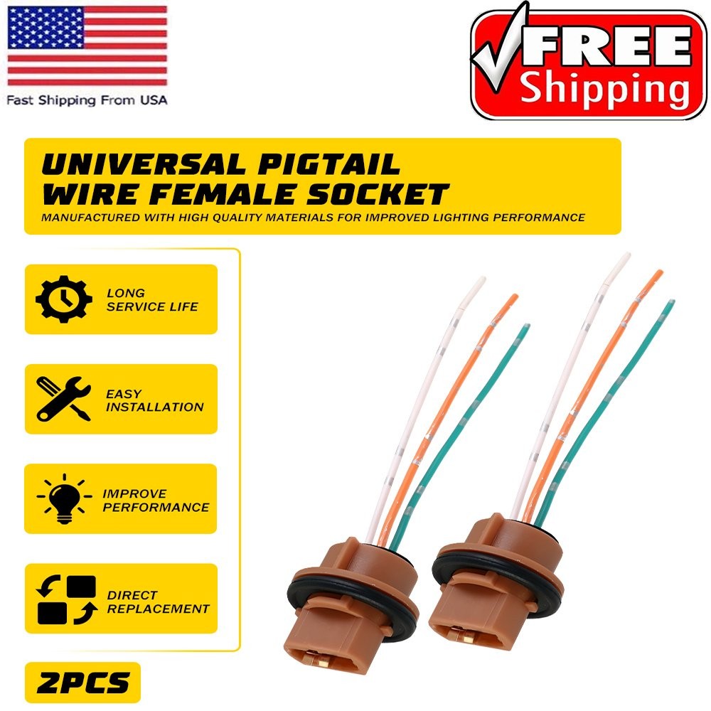 Female Socket 7443 Pigtail Wire 2644 Two Harness Parking Rear Turn Signal Lamp
