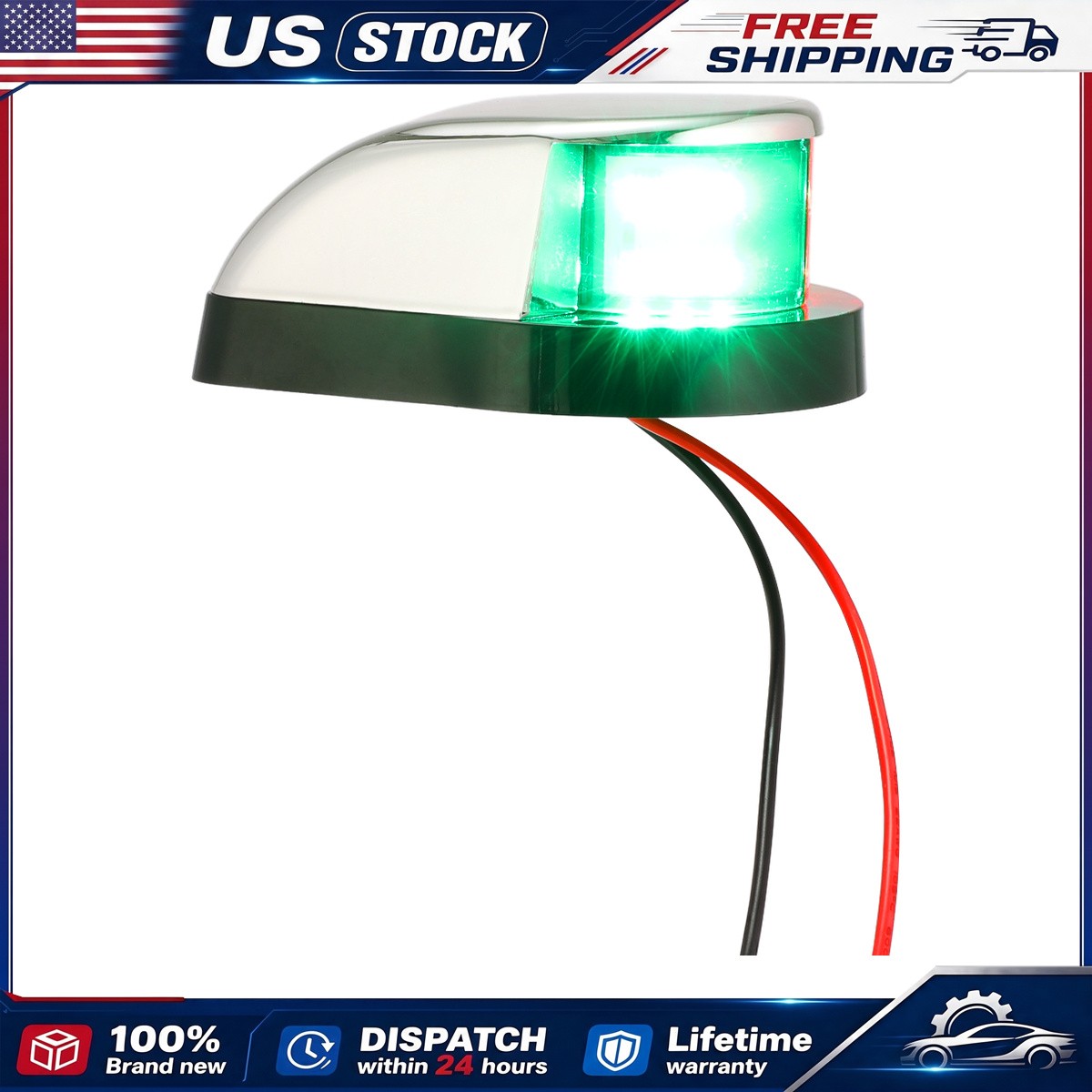 Boat Bow Navigation Light LED Red Green 12V IP67 Waterproof for Pontoon Yacht