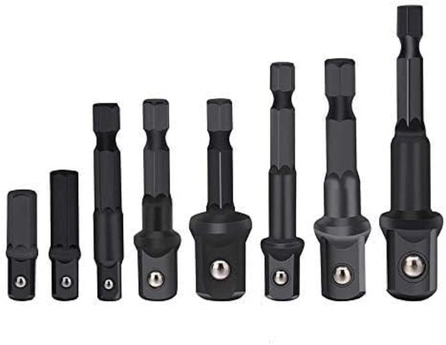 Durable 8-Piece Chrome Vanadium Socket Adapter Set – Hex Shank, Non-Slip Design