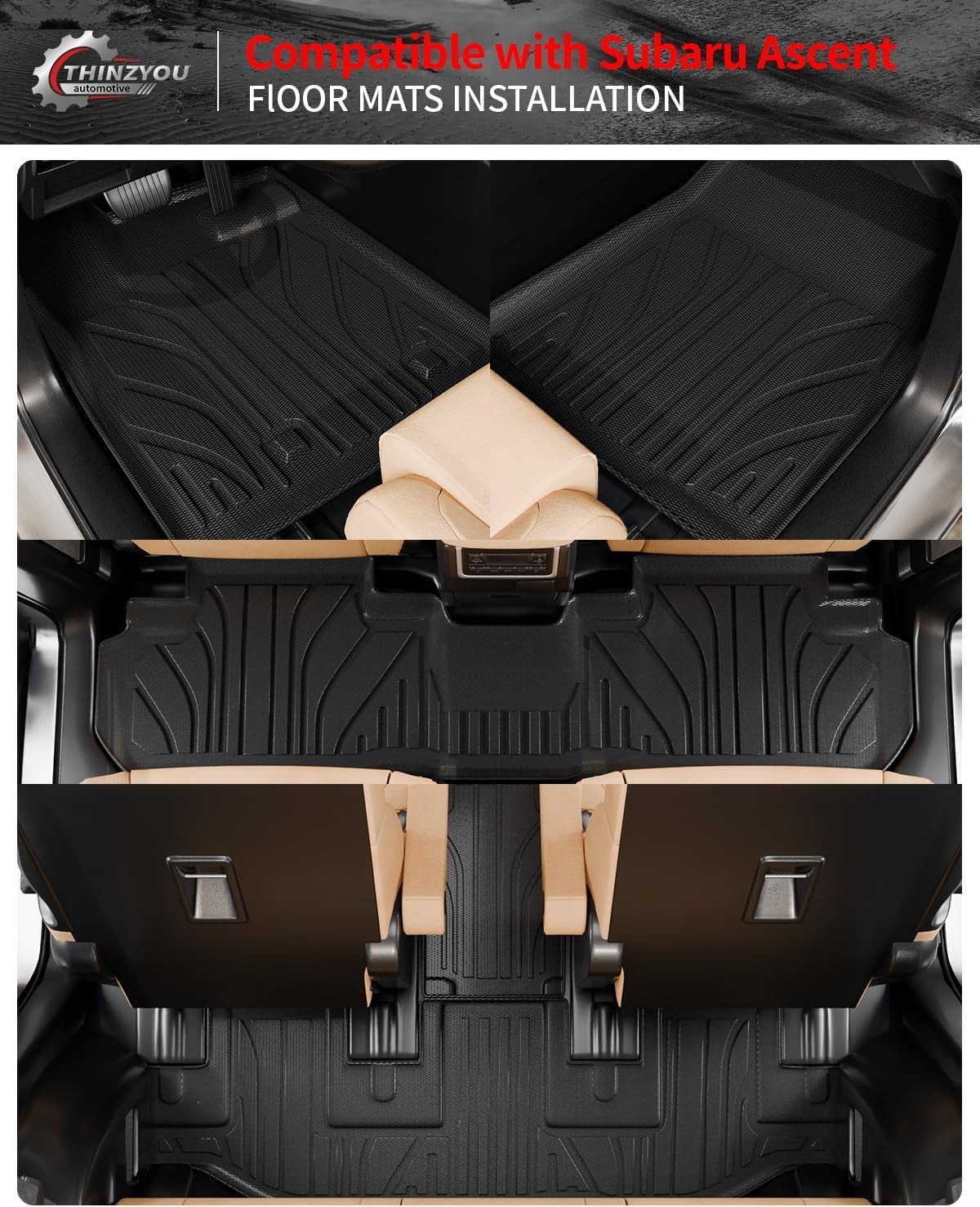 For 2019-2024 Subaru Ascent 7&8 Seats Floor Mat Trunk Backrest Mat Cargo Liners