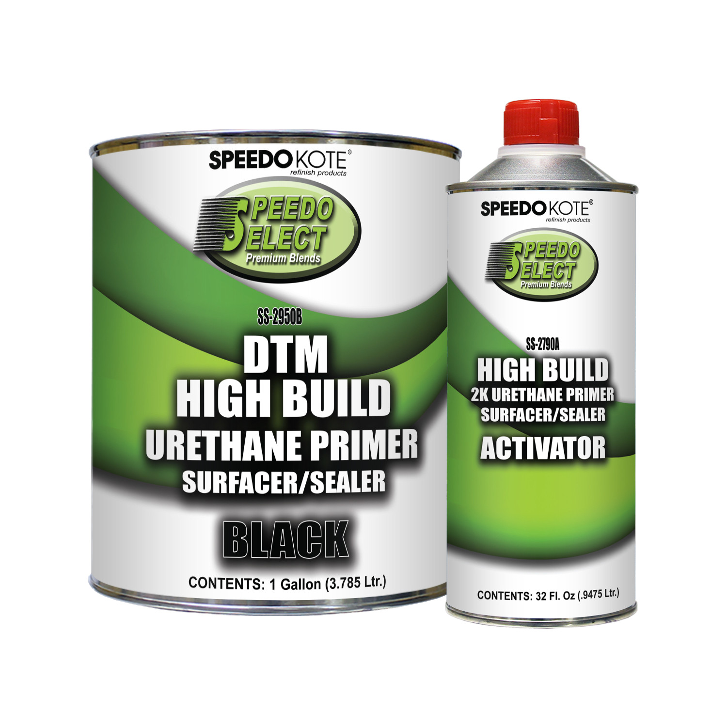 Automotive High Build 2K Urethane Primer/Sealer Black Gallon Kit, SS-2950B/2790A