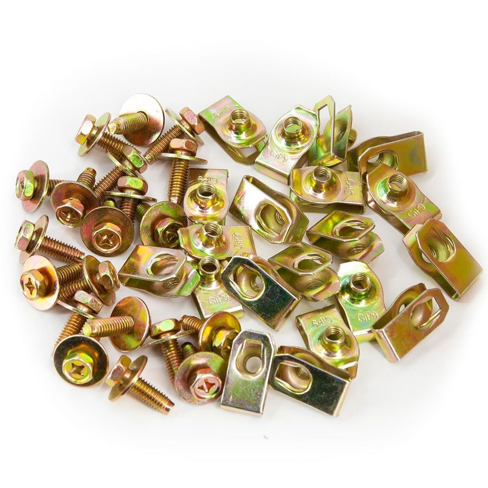 40pcs Self-tapping Screw Fasteners Body Bolts U-nut Clip M6 Engine Cover Shield