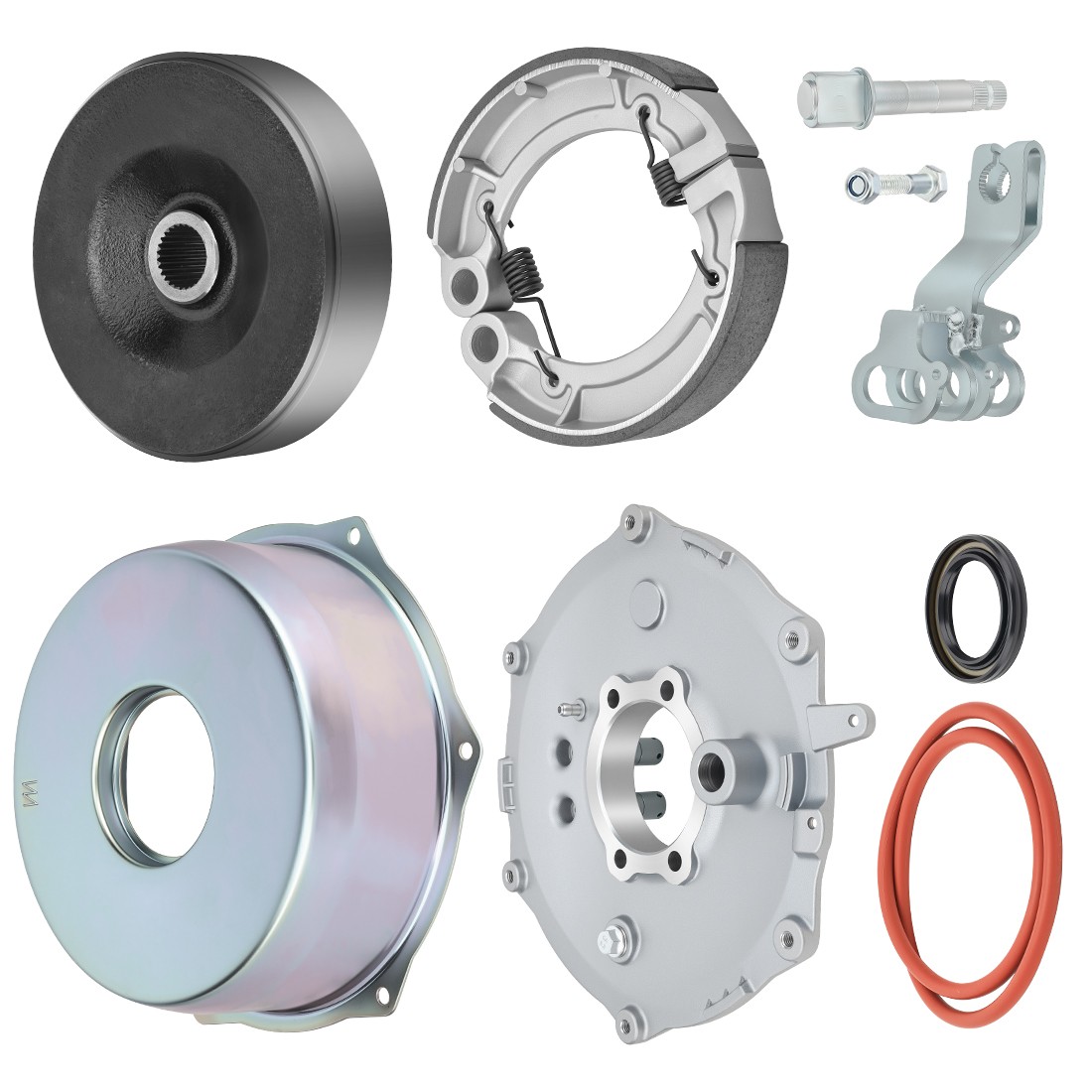 Rear Brake Plate Cover Drum Shoes Kit for Yamaha Big Bear 250 400 YFM250 YFM400
