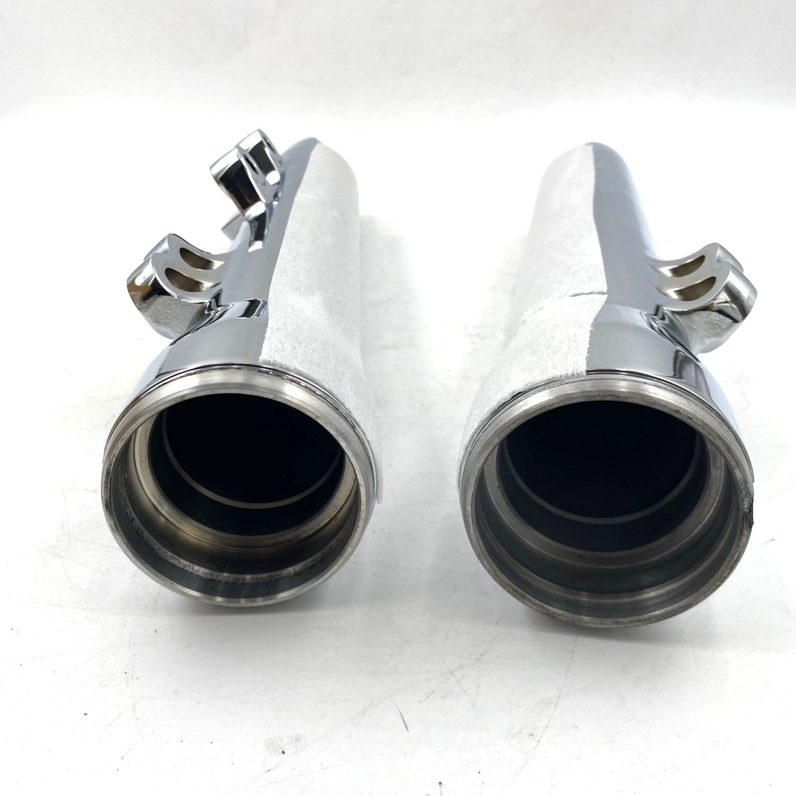 OEM Harley 46586-06 Chrome Front Fork Sliders Lower Legs Pair 06-17 Dyna