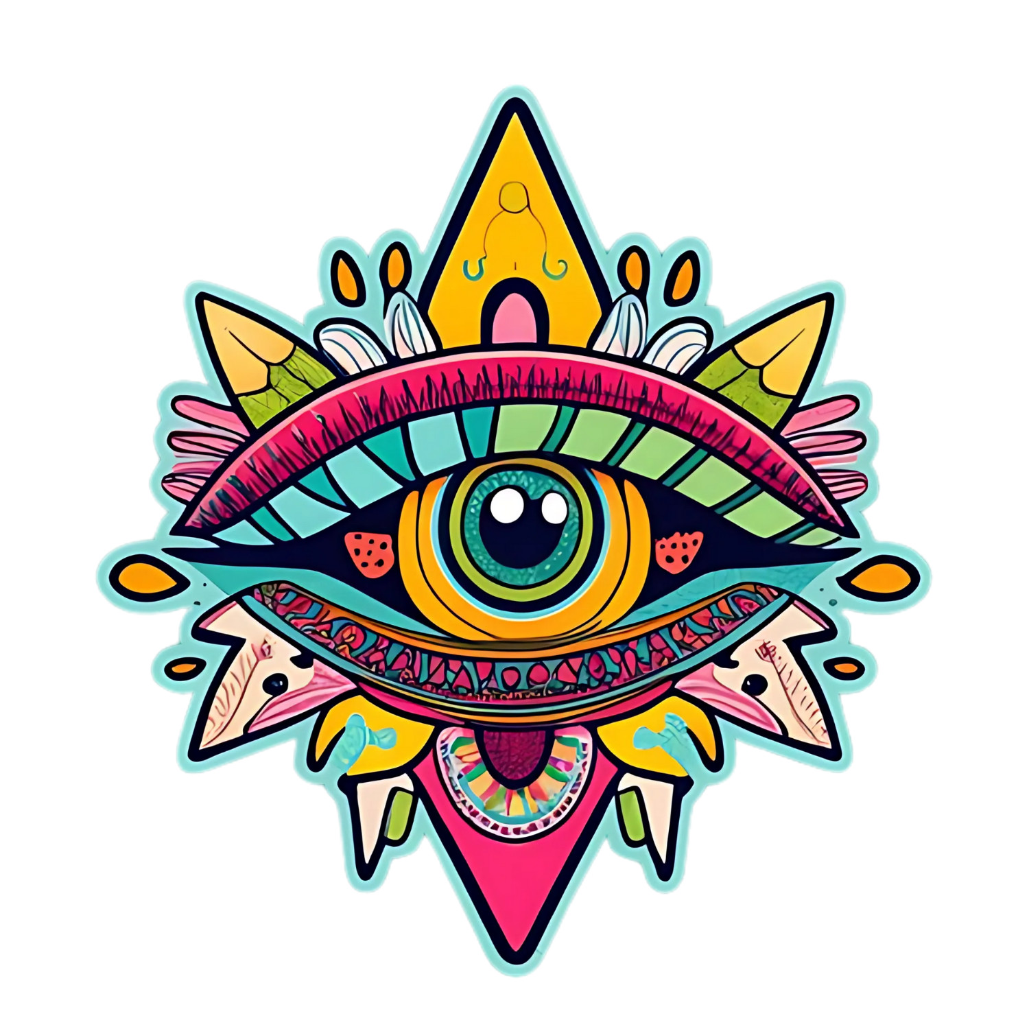 Eye Aztec Colorful Sticker (3 Inch) Street Art Punk Edgy Hip-Hop Grunge Skate