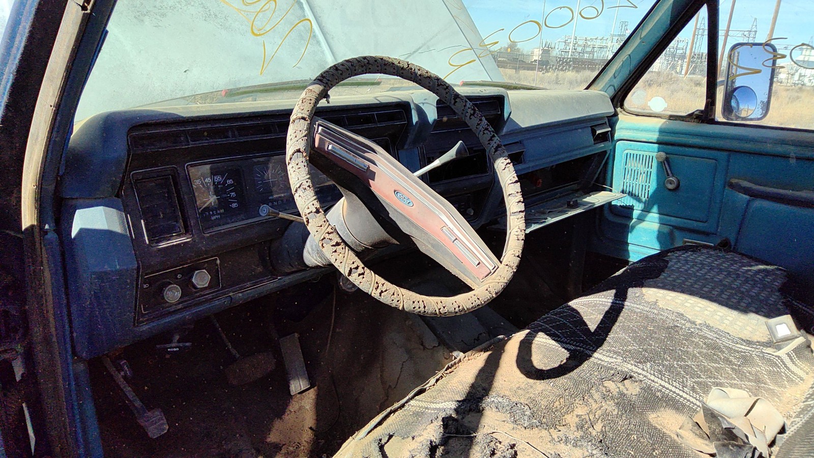 1980-1986 Ford F150 Driver Left Front Door Trim Panel Manual Windows Oem Blue