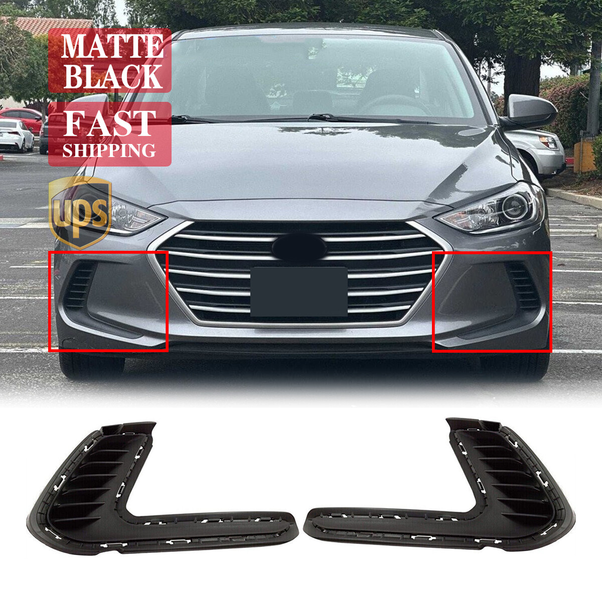Fit For Hyundai Elantra Sedan 2017-2018 Left & Right Fog Lamp Cover Set W/O Hole