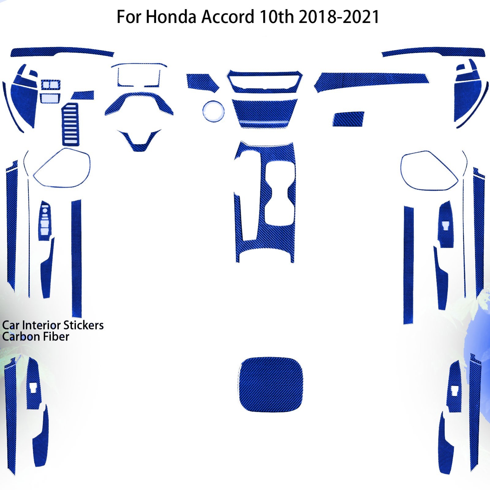 60Pcs Real Carbon Fiber Kits Full Interior Trim Cover For Honda Accord 2018-2022