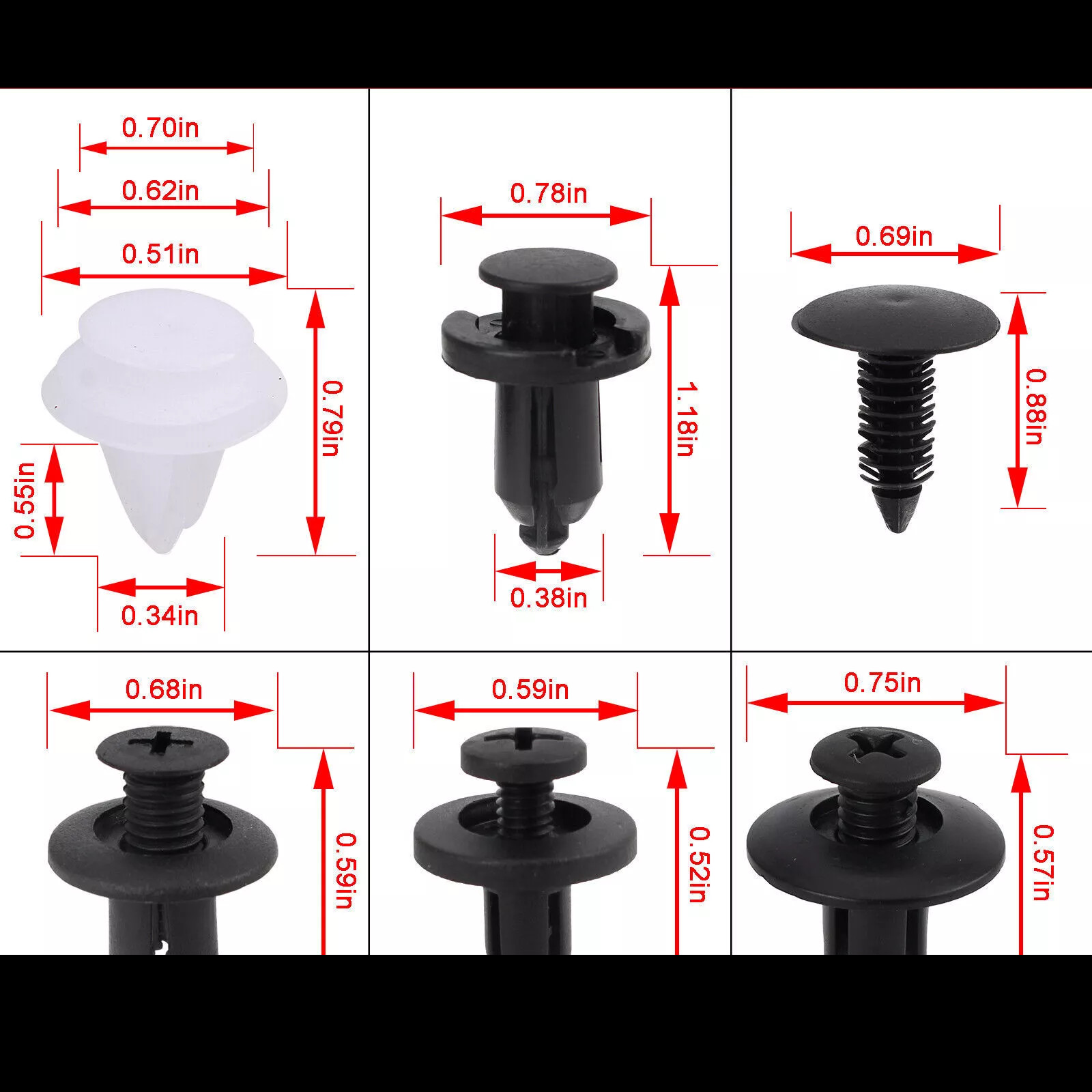 Car Fixer Plastic Fasteners Kit Push Type Rivets Assortment Clip Set For 100PCS