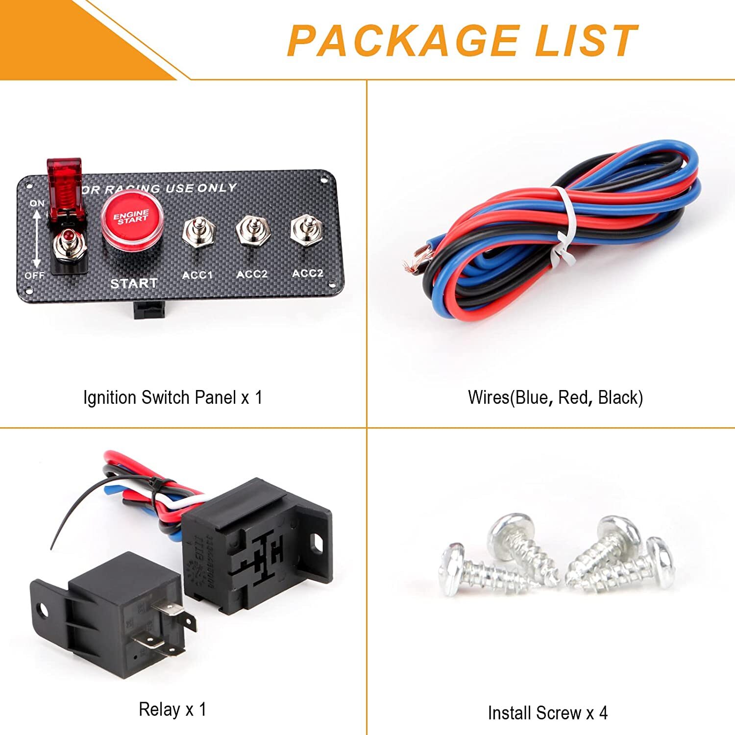 Ignition Switch Panel 12V Racing Car Engine Start Push Button Switch Panel Ca…