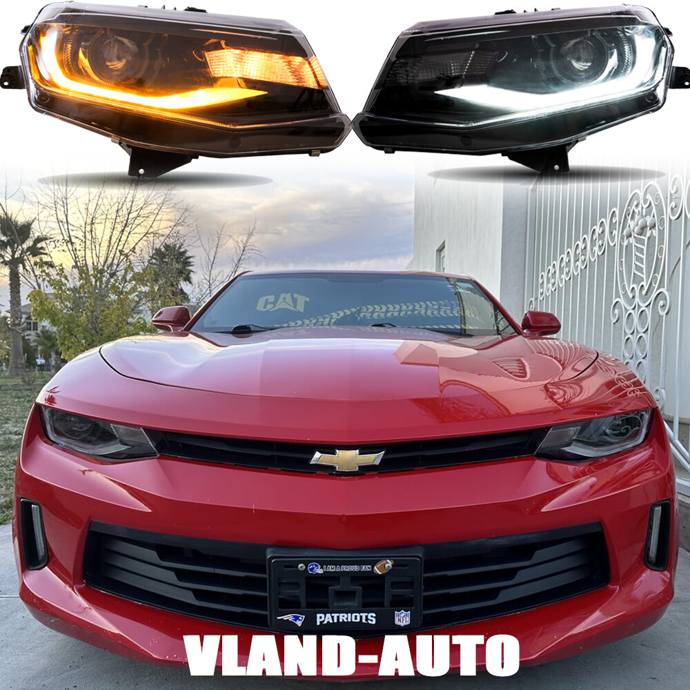 PIAR Fits Chevy Camaro 2016 2017 2018 Sequential LED Headlights DRL w/Dynamic