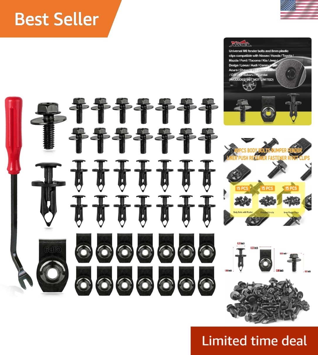 Professional-Grade 45PCS Under Cover Bolts and Clips for Automotive Needs