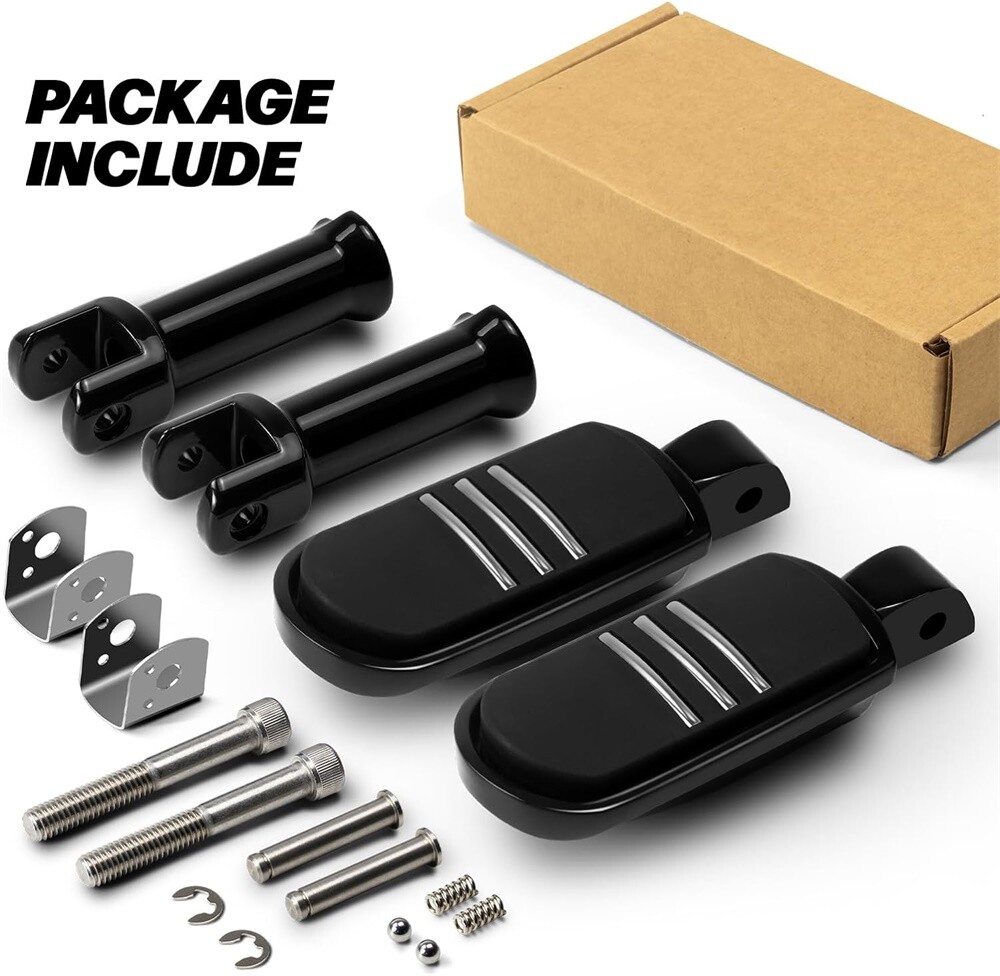 Softail Low Rider 2018-2024 Rear Passenger Black Foot Pegs w/ Mounts For Harley