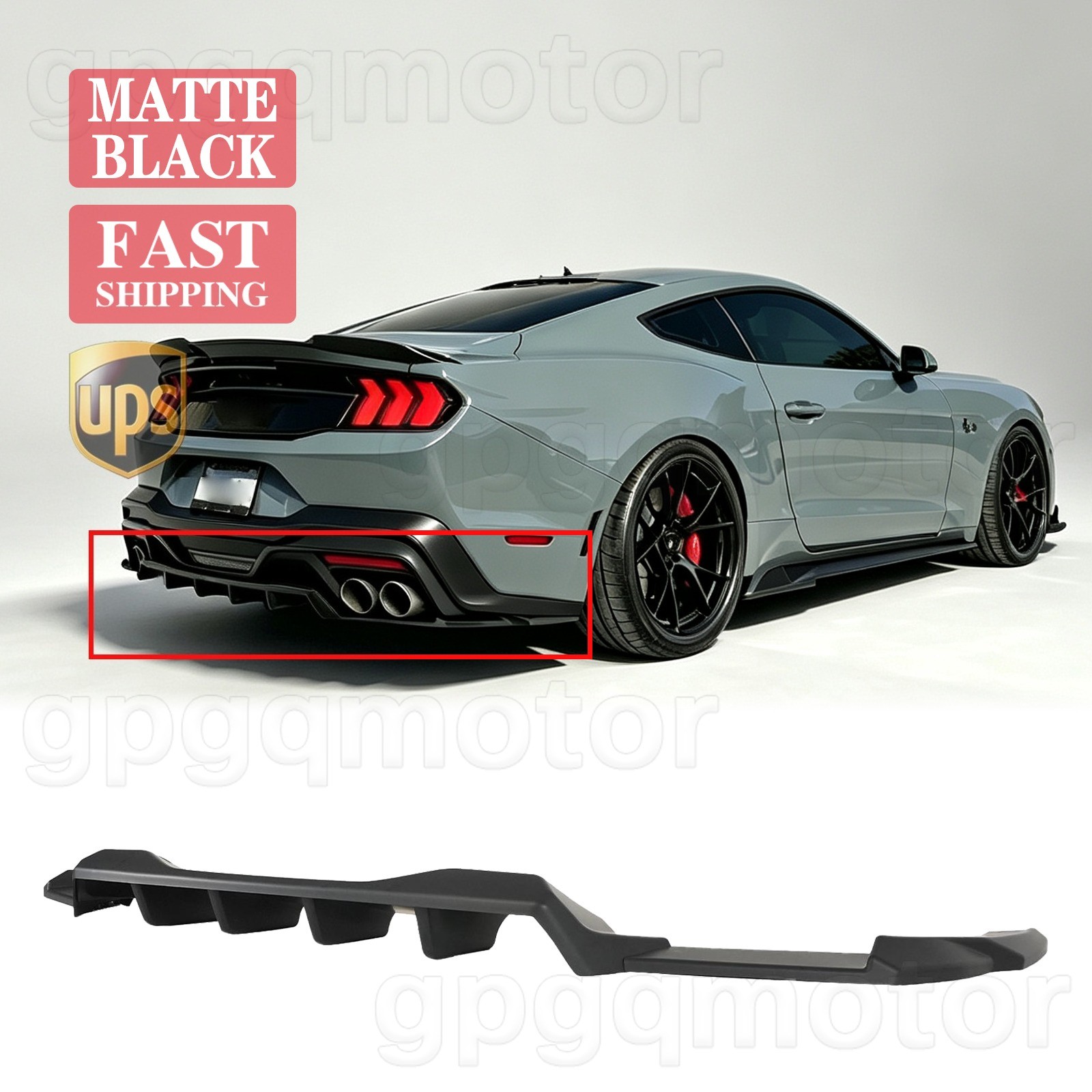 For Ford Mustang GT EcoBoost 2024-2026 MX Style Matte Black Rear Bumper Diffuser