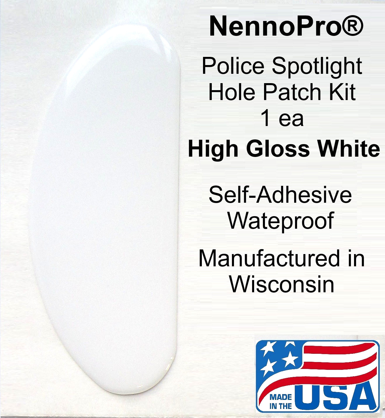 High Gloss White Self Adhesive Spotlight Hole Repair Patch for Police Vehicle