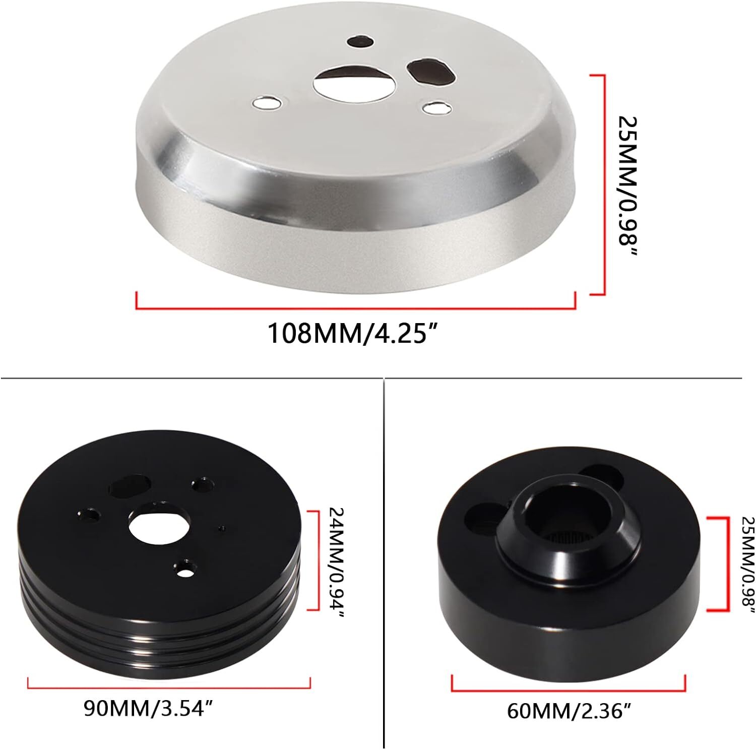 5 & 6 Hole Steering Wheel Polished Hub Adapter Flaming River Ididit For GM Chevy