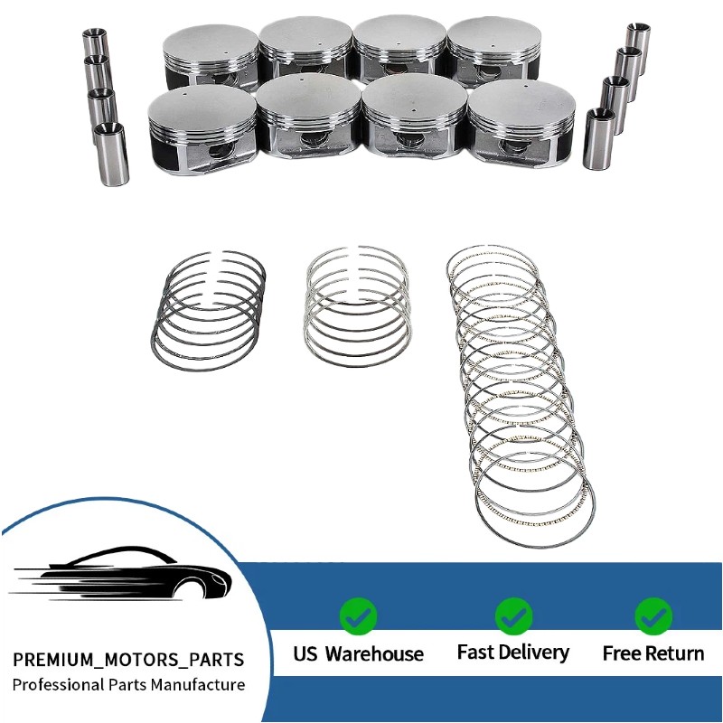Pistons with Rings Set for 99-07 CHRYSLER/DODGE/JEEP/MITSUBISHI 4.7L SOHC V8 16V