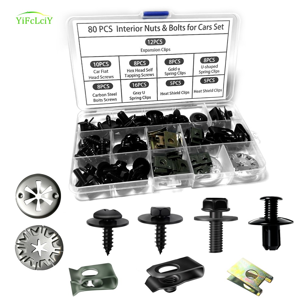 80pcs For Audi Engine Splash Fastener Fender Liner Body Bolts U-nut Clips