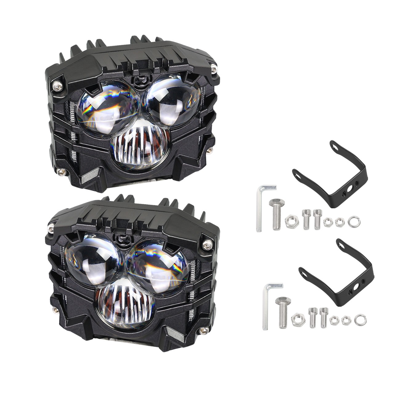 White LED Pod Lights w/Bracket For Ford Bronco ATV UTV SUV Boat Light 2PCS
