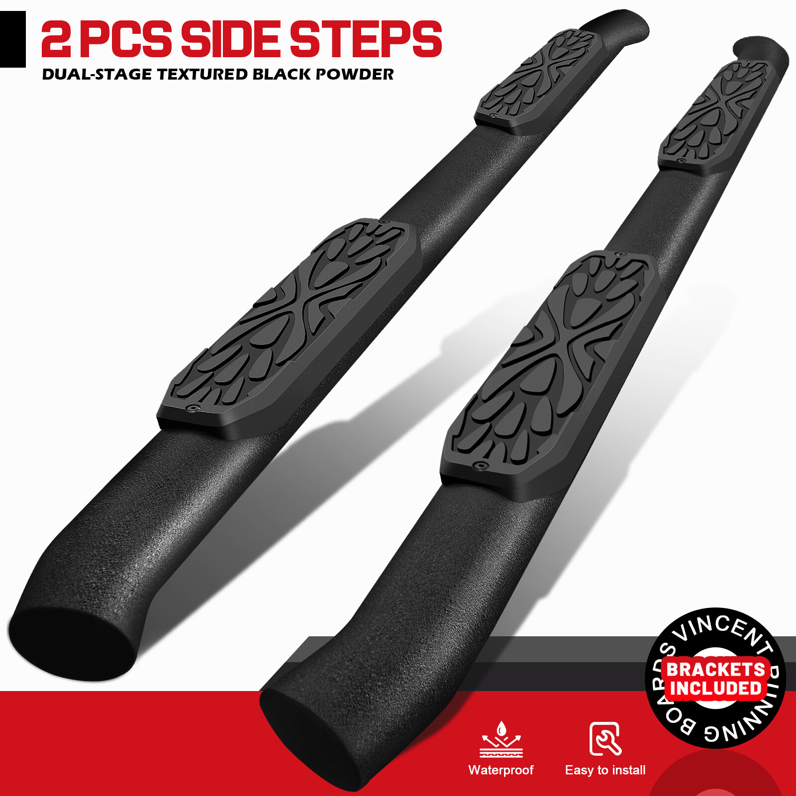 FOR 2011-2021 Jeep Grand Cherokee 3.5″ Truck Step Curved Running Boards Nerf Bar