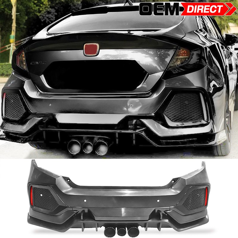 For 16-21 Honda Civic Sedan CTR Type R Style Rear Bumper Conversion Unpainted PP