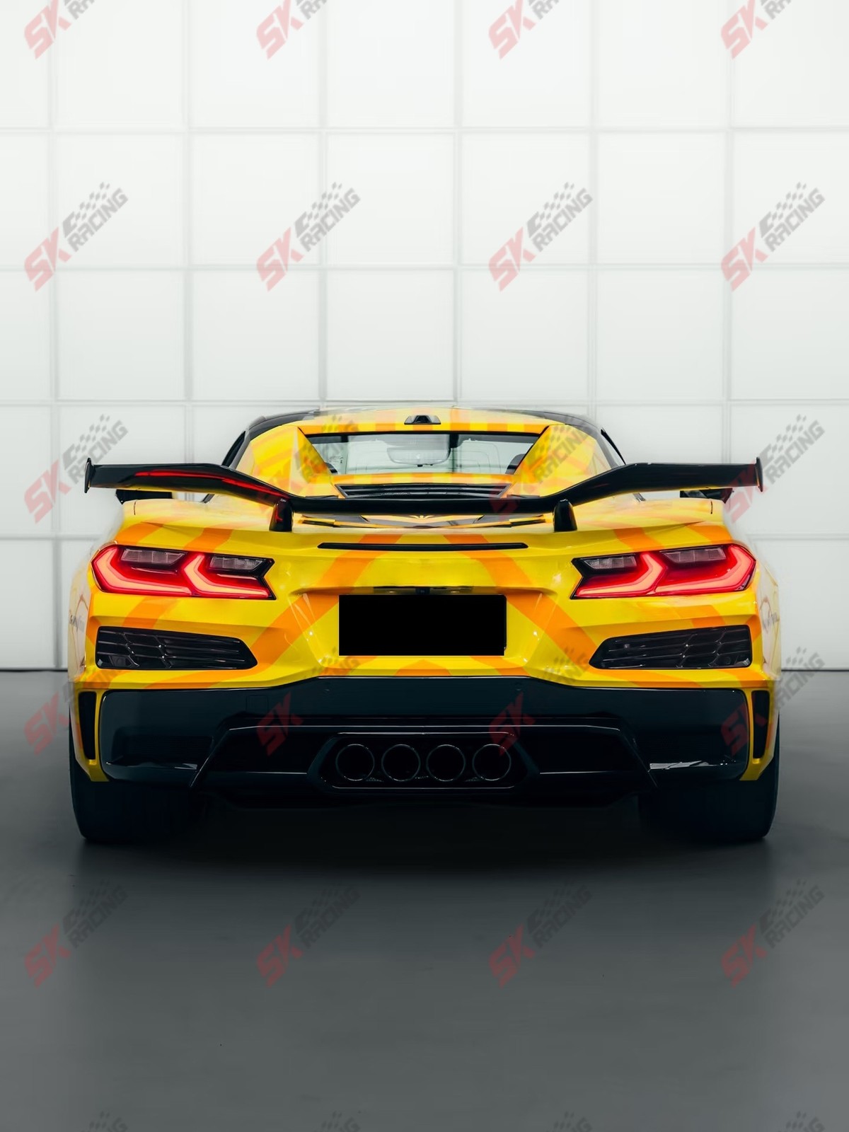 For Chevrolet Corvette C8 Stingray Z51 Unpainted/Carbon Fiber Rear Spoiler Wing