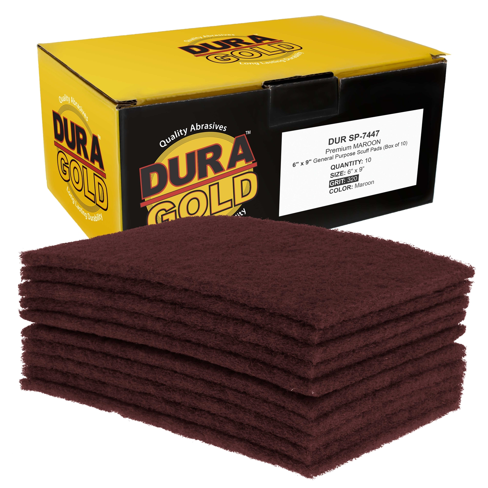 10 Dura-Gold 6″ x 9″ Maroon General Purpose Scuff Pads, Sanding Surface Auto Car