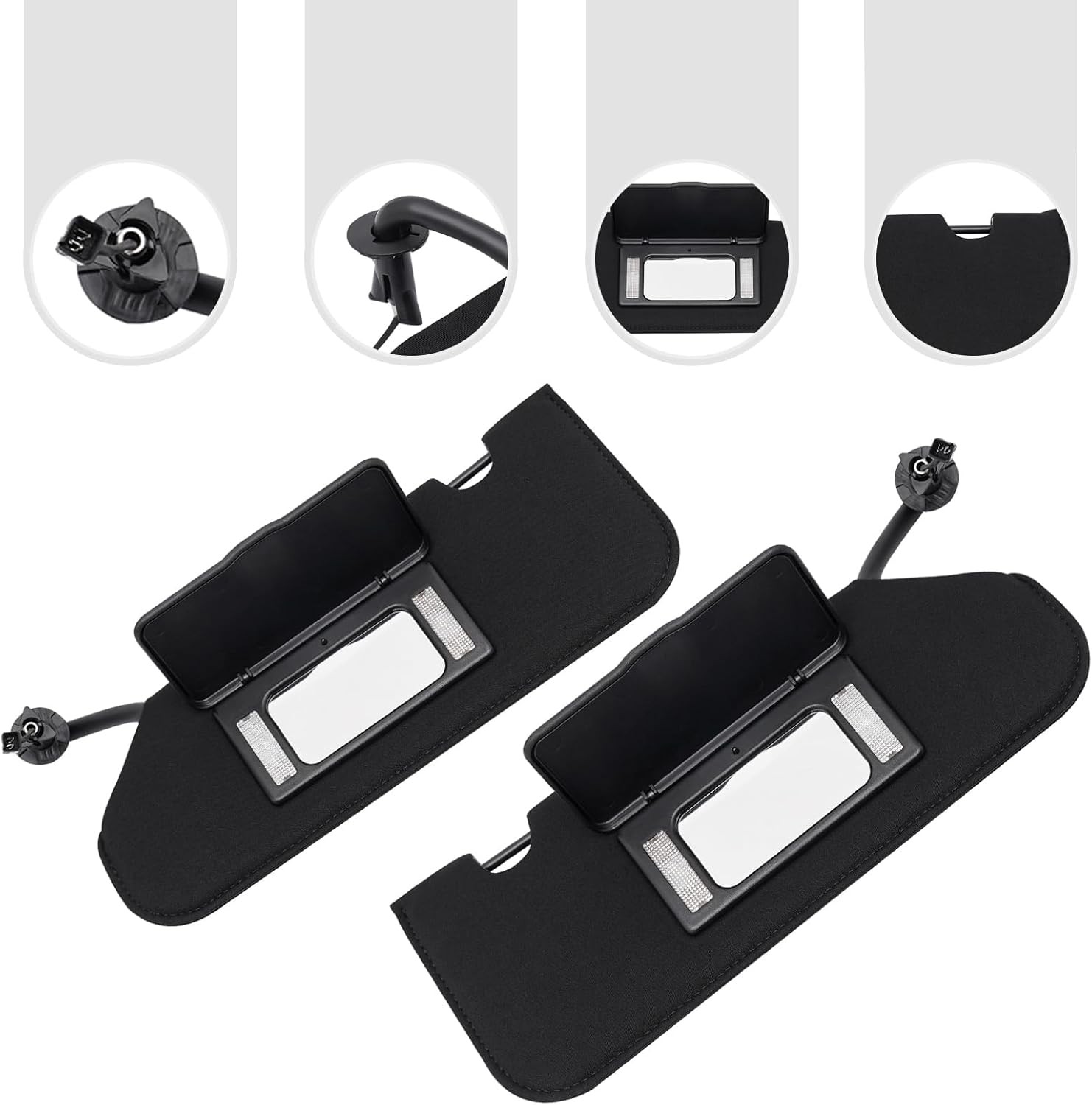 Driver& Passenger Side Sun Visor For 2005-2013 Chevrolet C6 Corvette W/LED Light