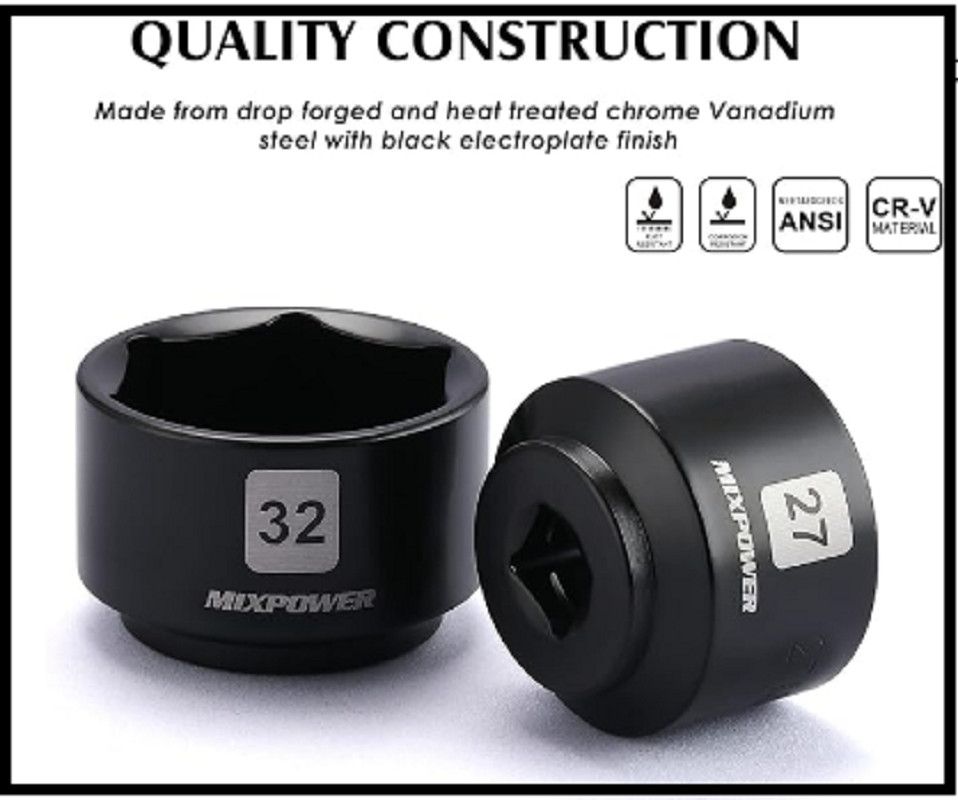 MIXPOWER 7 Pieces 3/8″ Drive Low Profile Oil Filter Socket Set, 24mm, 25mm, Oil