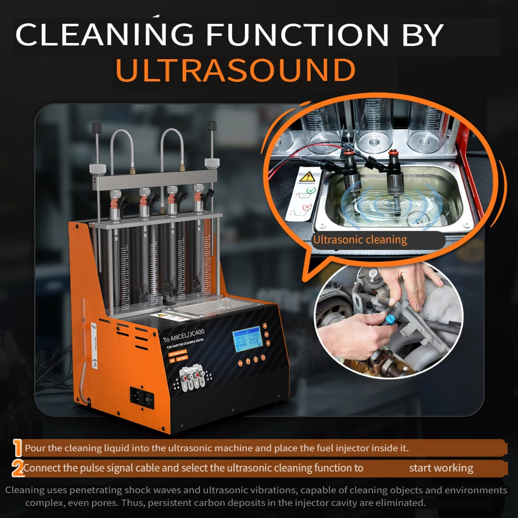 Ultrasonic EFI GDI Fuel Injector Cleaner 4-Cylinder Injection Nozzle Cleanning