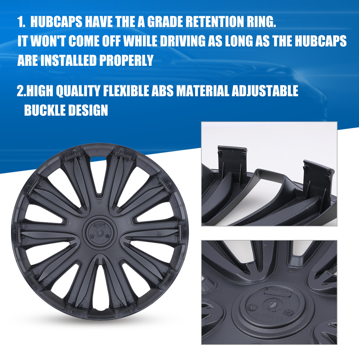 USA 14″ 15″ 16″ Set of 4 Wheel Covers Snap On Full Hub Caps Tire & Steel Rim