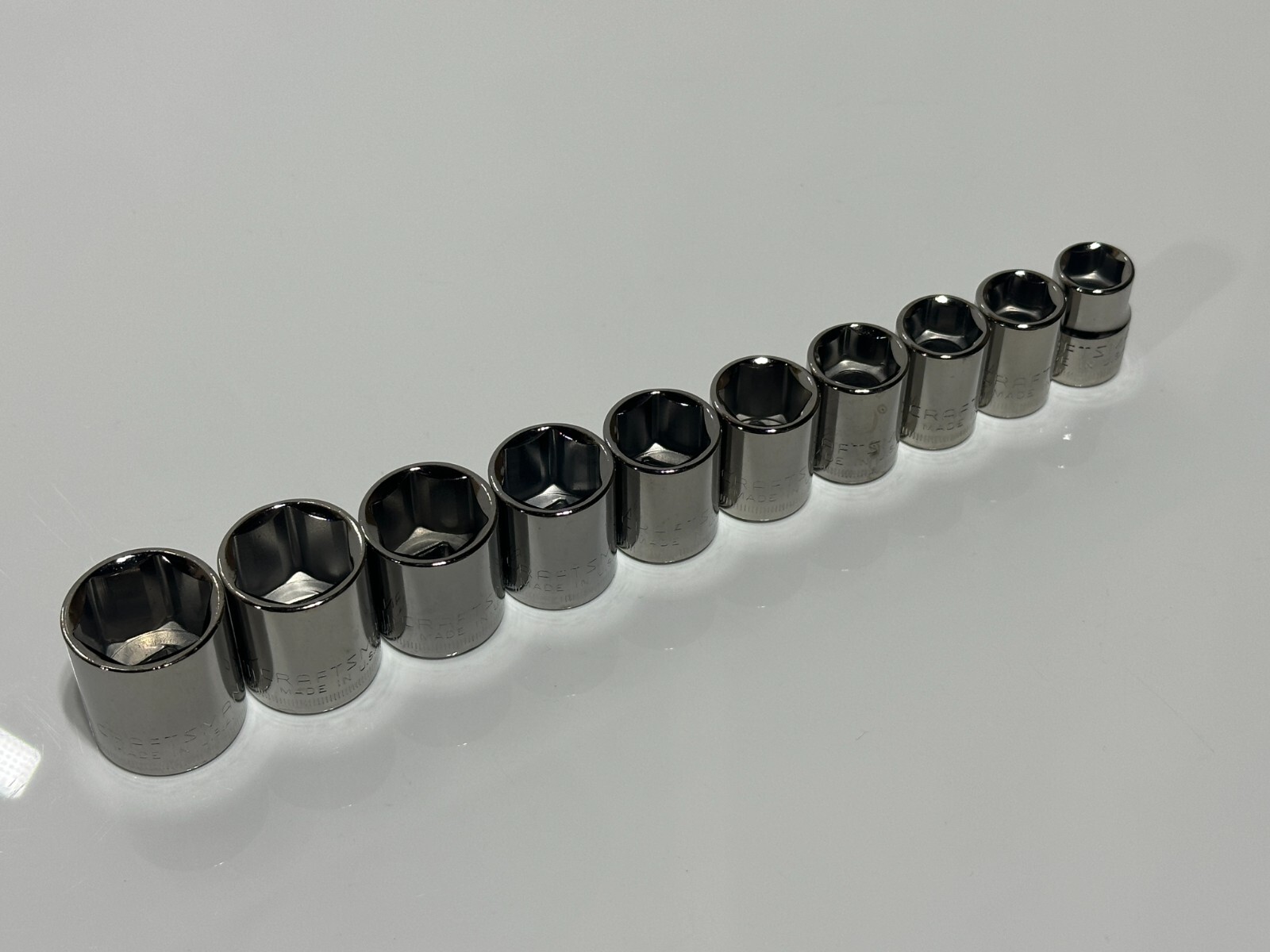 Craftsman USA New NOS 10pc Metric 10-19mm Shallow Socket Set – 3/8″ Drive – 6 PT