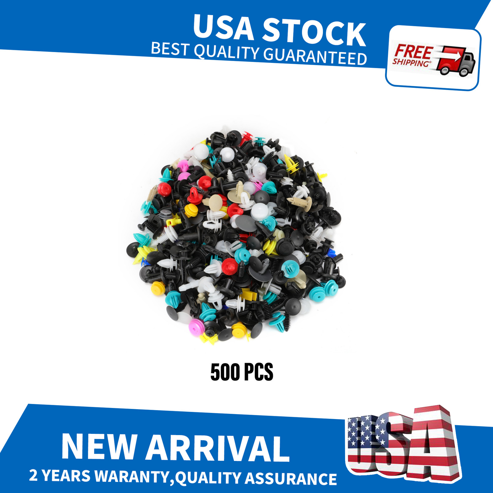 500x Plastic Car Push Pin Rivet Fastener Clips Assortment Kit