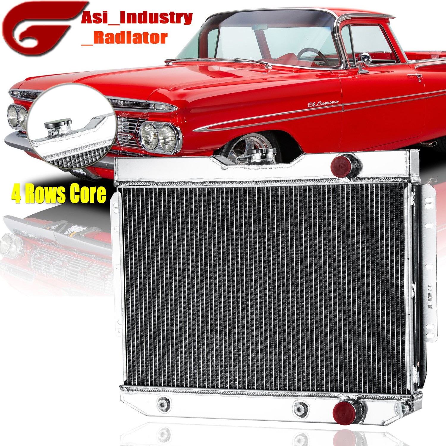 Upgrade 4 Rows Radiator For 1959-1965 63 Chevy Impala Bel Air El Camino Biscayne