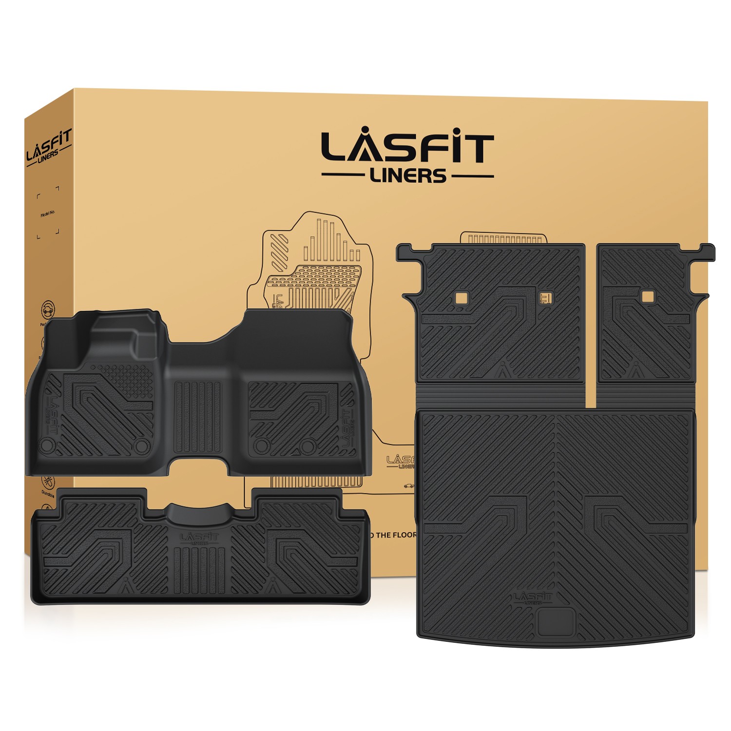 LASFIT Floor Mats for Nissan Ariya 2023-2025 Custom 1st & 2nd Row & Cargo Mat