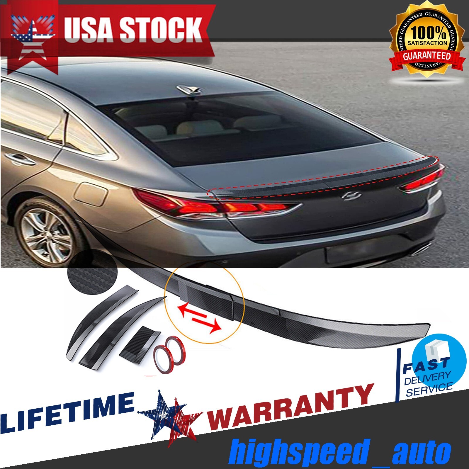 For Mercedes-Benz Rear Trunk Lip Spoiler Wing For Universal Carbon Fiber 45-53″