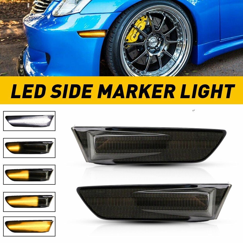 For 02-07 Nissan Skyline V35 Coupe White+Amber Lens LED Marker Lights Signal FZ