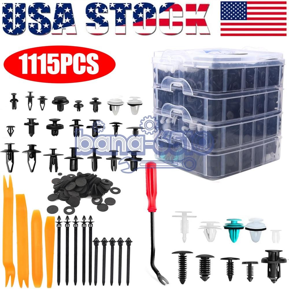 1115PCS Car Push Retainer Bumper Clip U Clip Screw Door Panel Clips Metal Screw