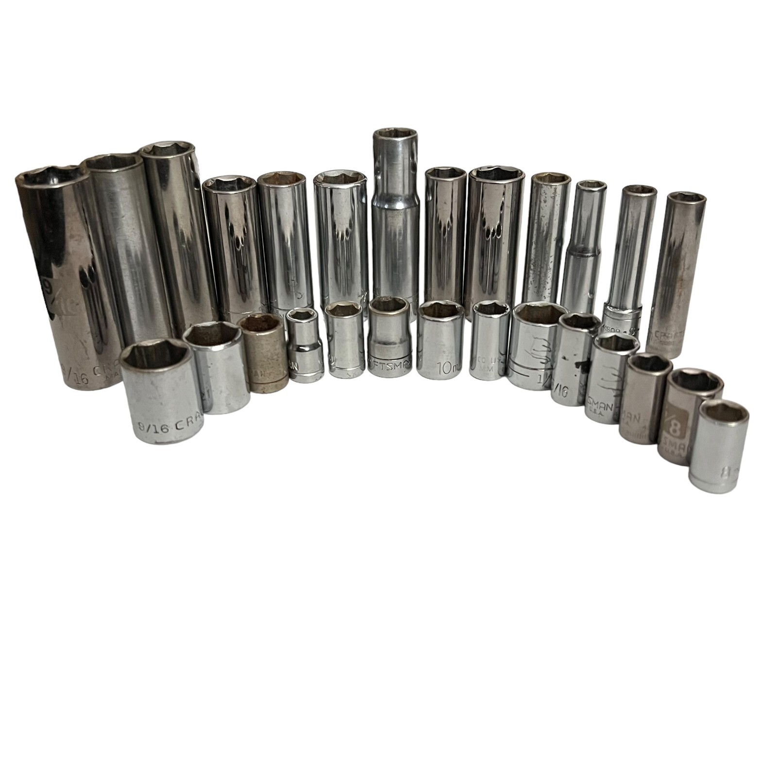 Craftsman Tool Lot Sockets 6pt and 12pt 1/4in drive 35 Pieces