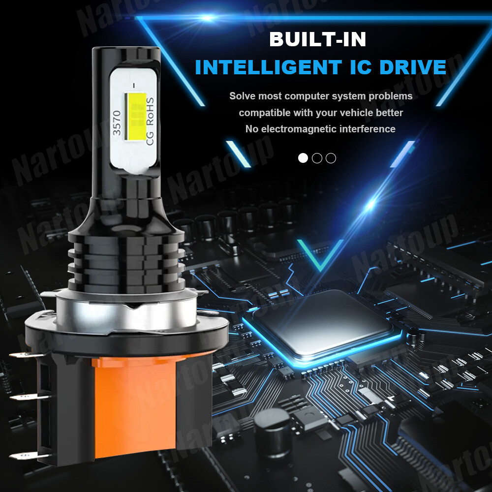 2PCS H15 Led Headlight Bulb Canbus Error Free High Beam DRL CSP 120W LD2261