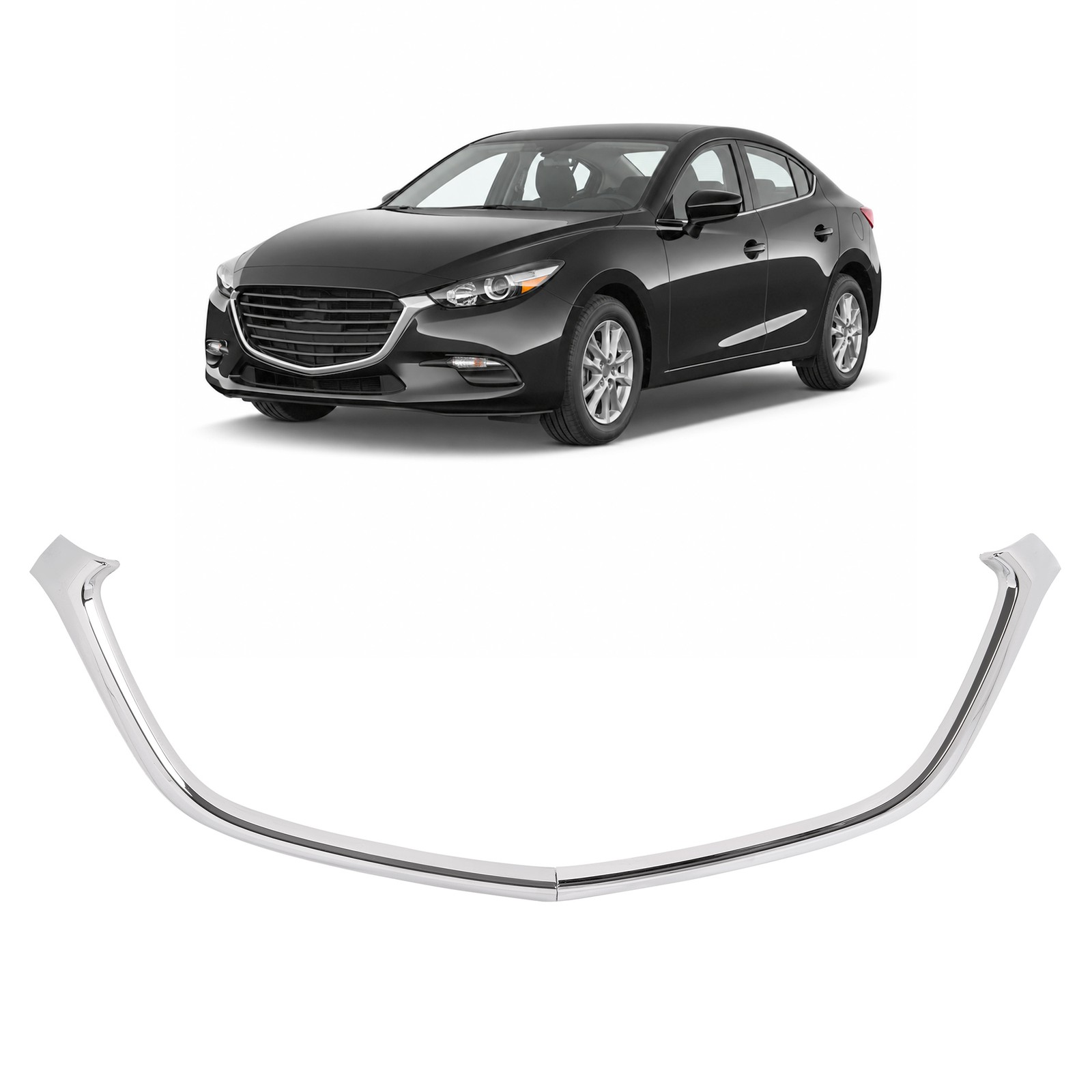 Front Lower Grille Molding Trim Set For 2017-2018 Mazda 3 Sedan / Hatchback