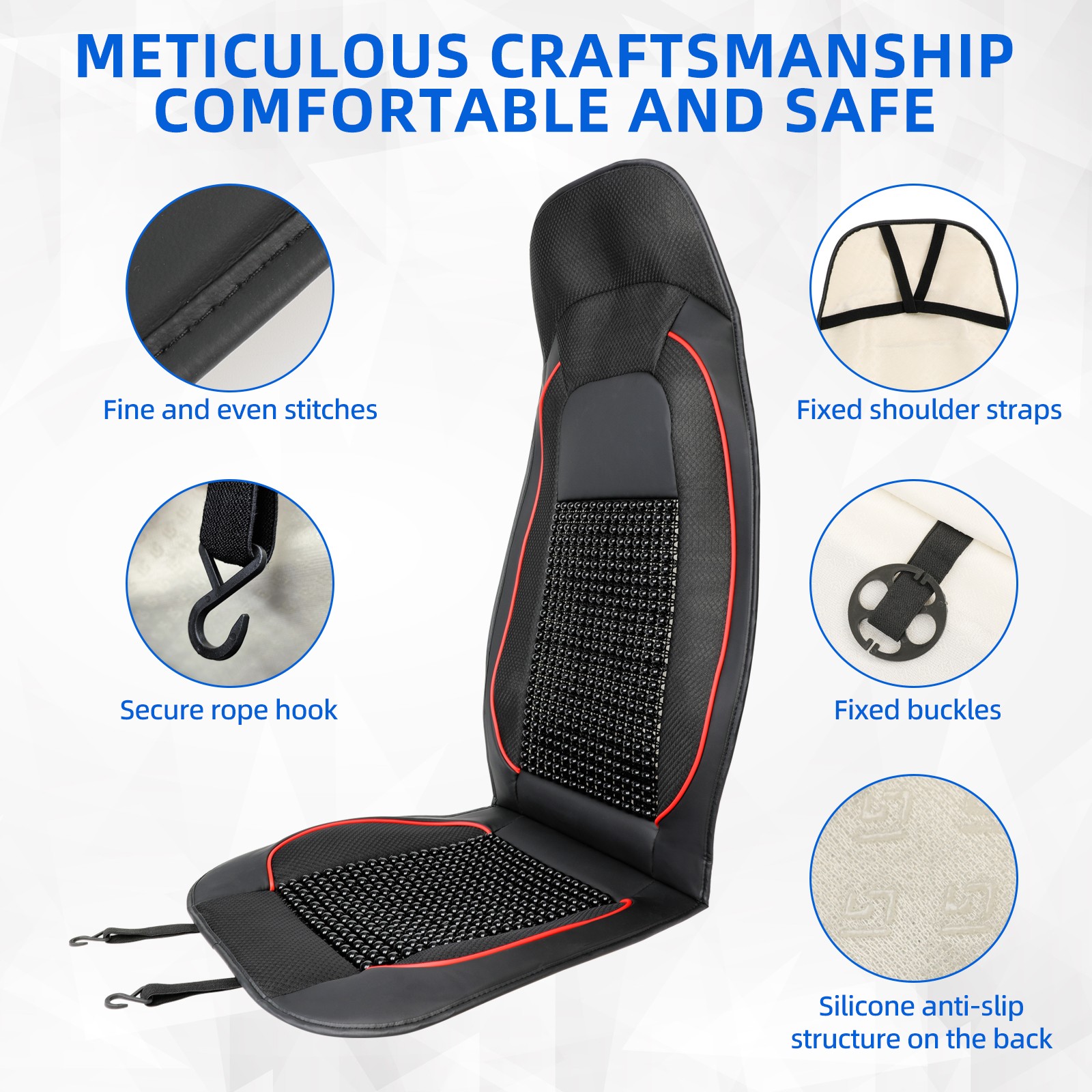 For Volvo VNL760 VNL860 VNL670 1PC Wooden Beaded Seat Cover Massage Cool Cushion