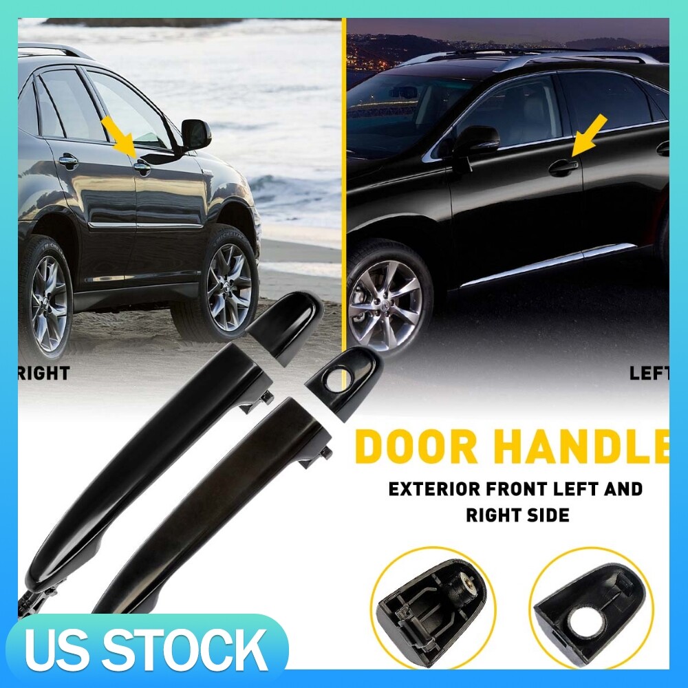 Exterior Door Handle 2X Front Left+Right Side Black For 2005-2015 Toyota Tacoma