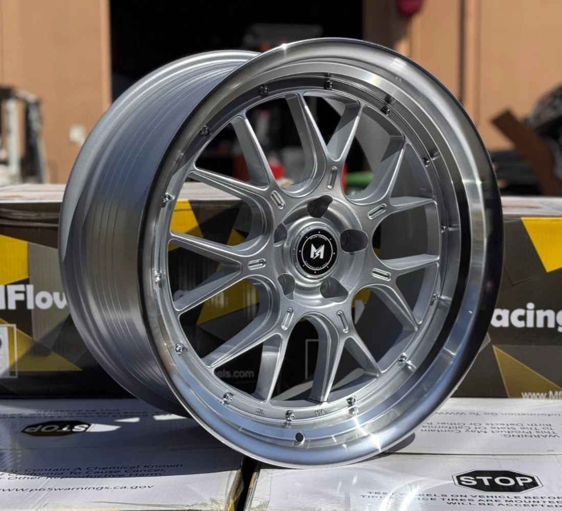 4 Pcs 18×9.5 +30 5×114.3 MFlow MFL2 Silver Machined Lip Wheels 18″ Rims Set