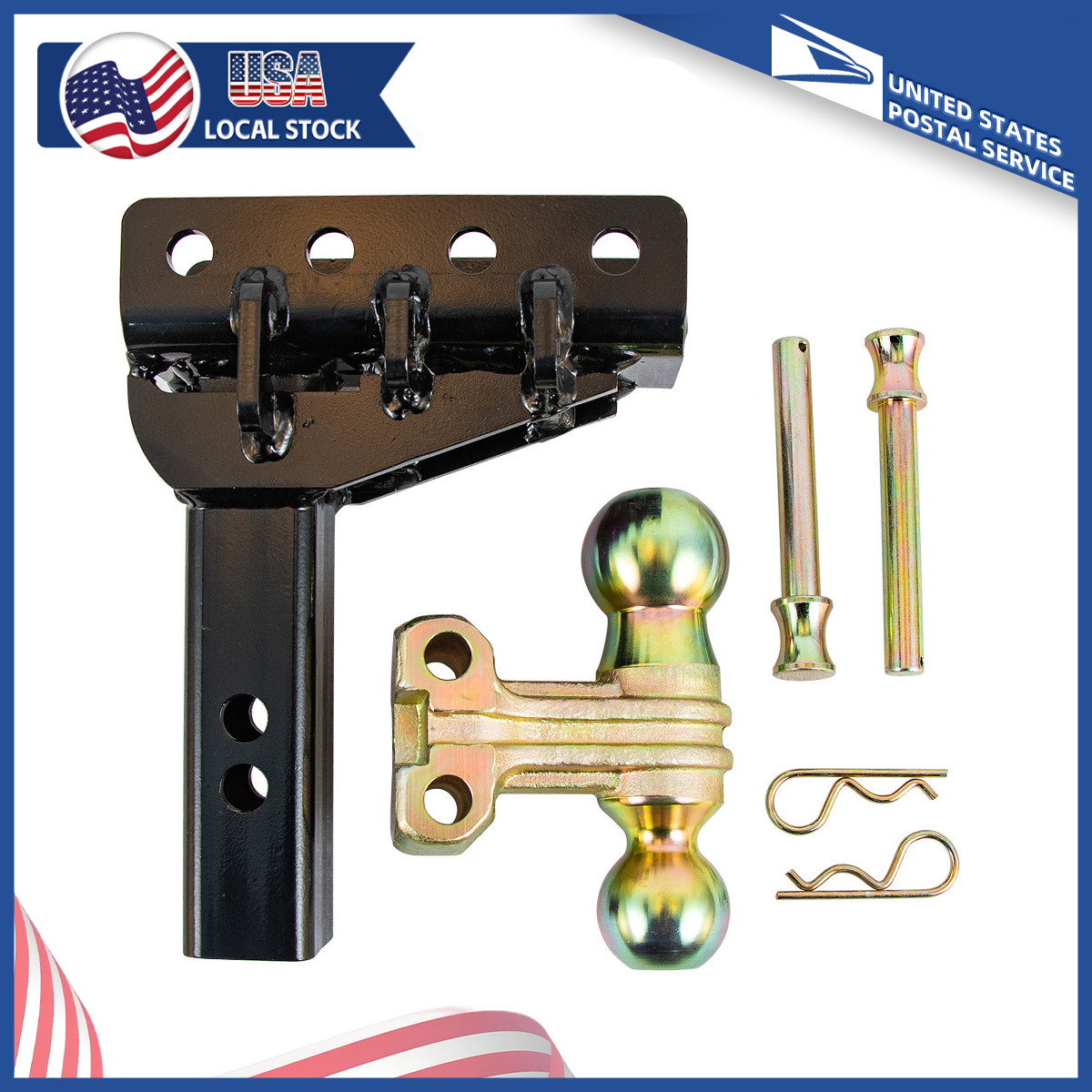 25000lbs 2″ Receiver 6″ Drop Adjustable Towing Hitch Dual Ball Mount Trailer