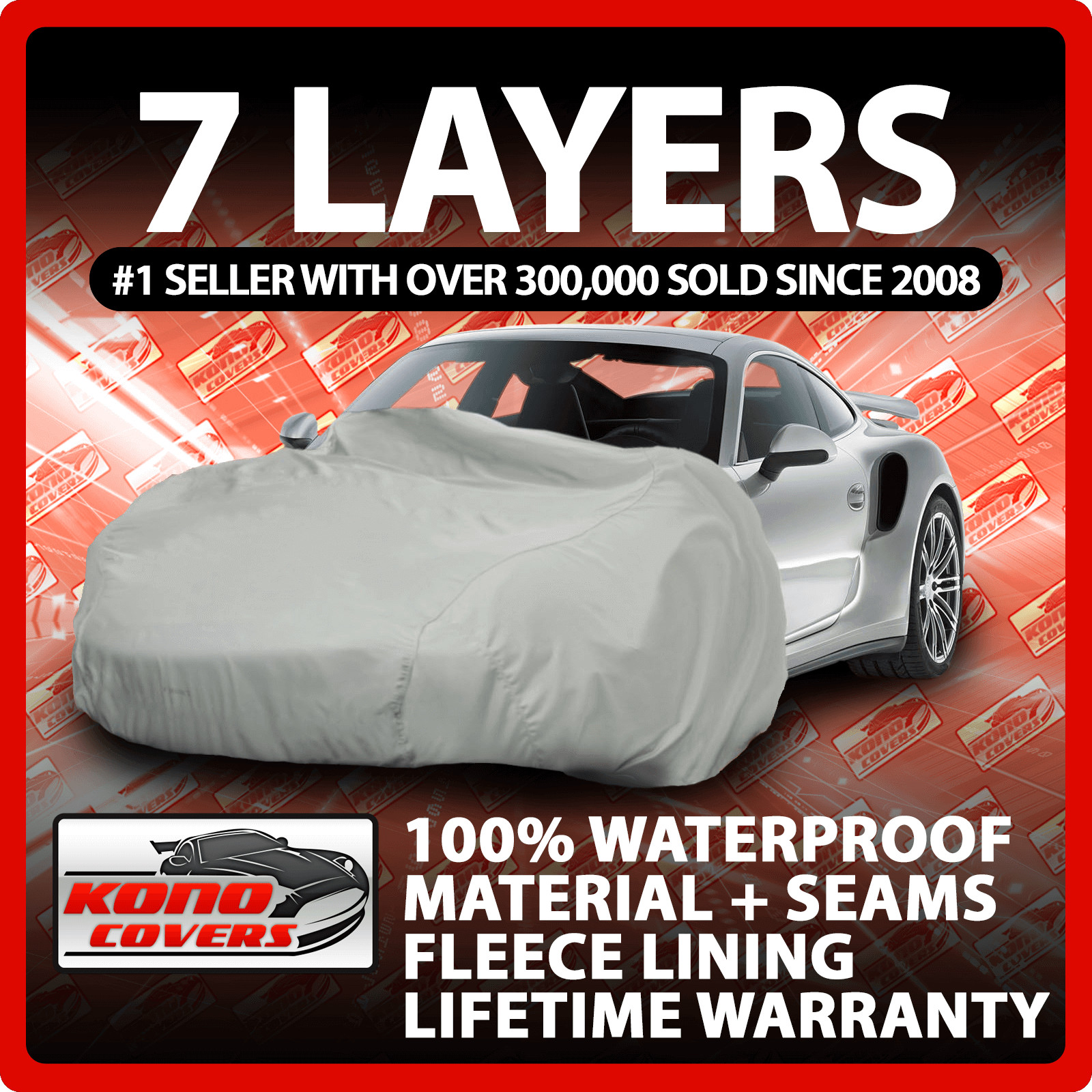 7 Layer Car Cover Indoor Outdoor Waterproof Breathable Layers Fleece Lining 3239