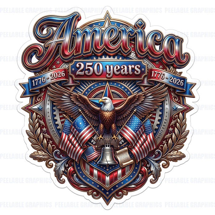 America 250 Years Sticker Vinyl Decal American Patriotic USA Flag D