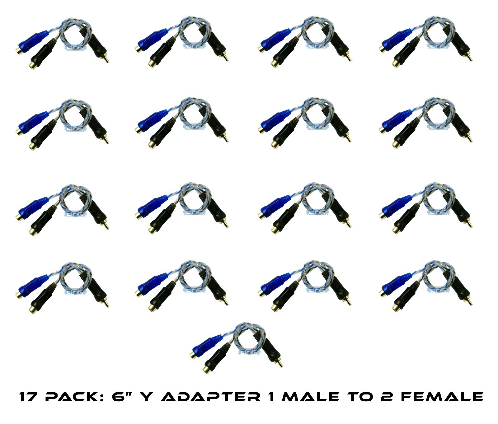 17 Pack 6″ 100% Copper RCA Audio Cable “Y” Adapter Splitter 2 Female 1 Male