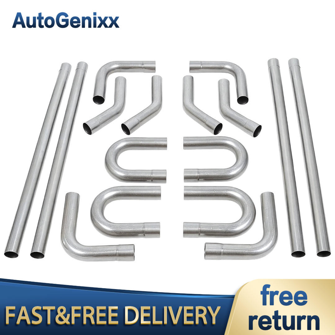 16Pcs 3″OD Stainless Mandrel Bend Straight U-Bend Custom Exhaust Tubing Pipe Kit
